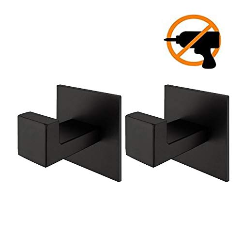 2-Pack Strong Adhesive Hooks for Hanging, Heavy Duty Wall Hooks for Coats, Towel - Stainless Steel - Self Adhesive Utility Hooks Wall Mount for Bathroom Shower Home Door Kitchen, Chrome