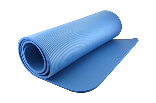 apollo THE HOUSEWARES BRAND NBR Yoga Mat Non-Slip, Gym, Physio, Fitness, with Travel, Carry Straps, Ideal for Pilates, Sit Ups, Planks, Stretching, Push Ups Exercise, Size: 184x62x1cm, Blue