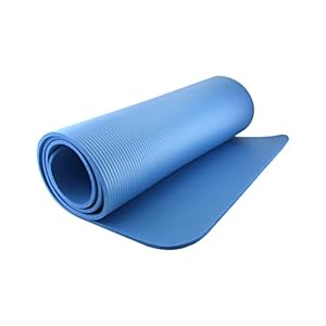 apollo THE HOUSEWARES BRAND NBR Yoga Mat Non-Slip, Gym, Physio, Fitness, with Travel, Carry Straps, Ideal for Pilates, Sit Ups, Planks, Stretching, Push Ups Exercise, Size: 184x62x1cm, Blue
