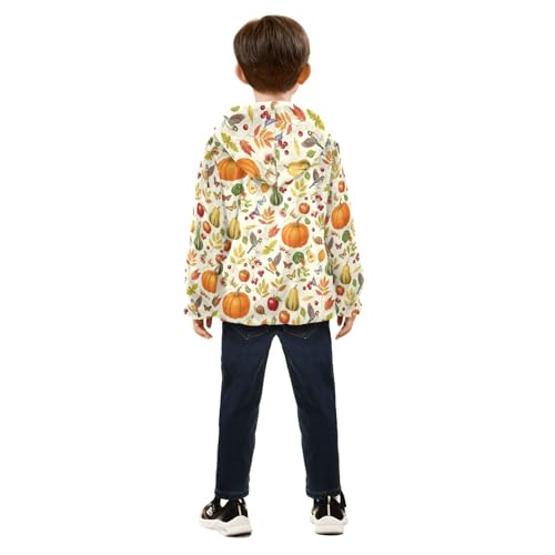 CHIFIGNO Autumn Harvest Pumpkins Kids Polar Fleece Lined Outerwear Jackets, Winter Coats for Toddler Boys with Hooded 3T4
