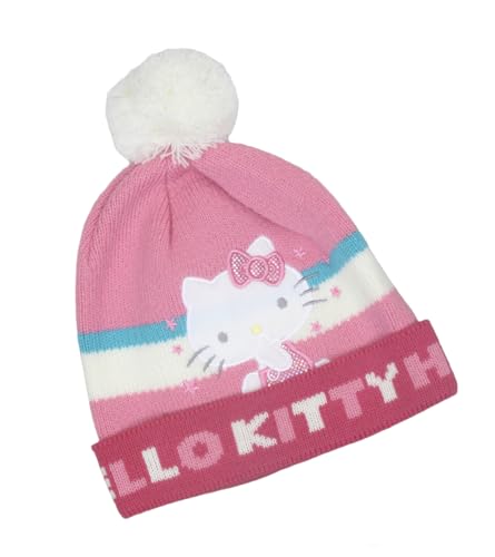 Bandal & Neoul HELLOKITTY's White Pom Pom Winter Beanie for Girls
