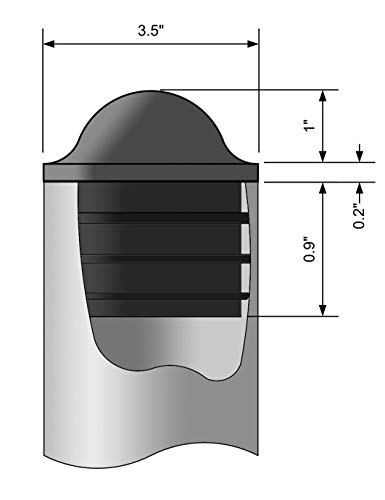 Image of 2pcs Pack: 3 1 /2 Inch Round Plastic Spherical End Cap (for Hole Size from 3 3 /16 to 3 3 /8, Including 3 1 /4 inches), Dome Shaped Cover for Steel Fence Post, Furniture Finishing Plug (Grey)