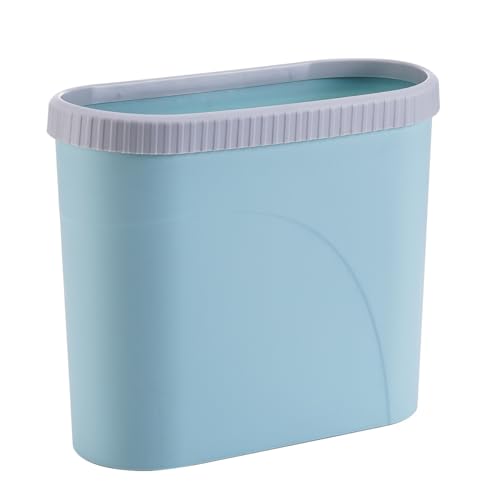 Didiseaon Cubo de Basura Tapa Azul para Hogar, Cocina y Baño, Organizador Compacto Antideslizante y Resistente al Desgaste, Papelera de Almacenamiento para Reciclaje y Basura Doméstica
