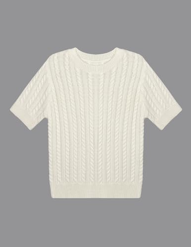 Image of Libsorge Womens Cropped Short Sleeve Sweater Fall 2025 Crewneck Sheer Knit Tops - Lightweight, Thin, Crop, Slim Fit