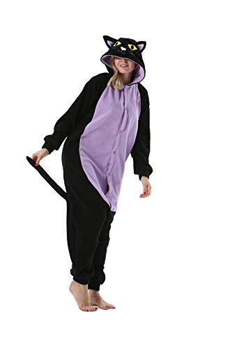 Pijama Onesie Unisex Carnaval Disfraces Animales Halloween Gato de Medianoche...