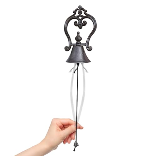 Campana de hierro fundido, 60 x 14 cm, campana de hierro fundido, campana de montaje en pared, adornos de campana vintage, campana de cena de granja para decoraciones al aire libre, patio, sala de