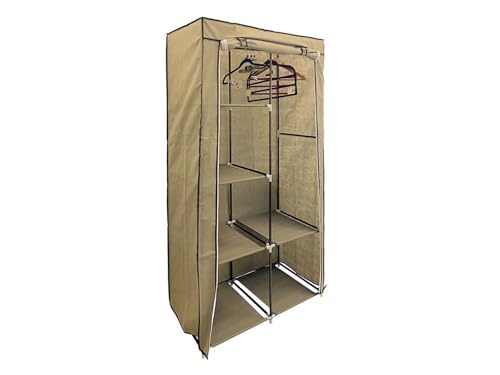 Setpoint Armoire en tissu avec 6 compartiments et tringle à vêtements, marron, hauteur 169 cm