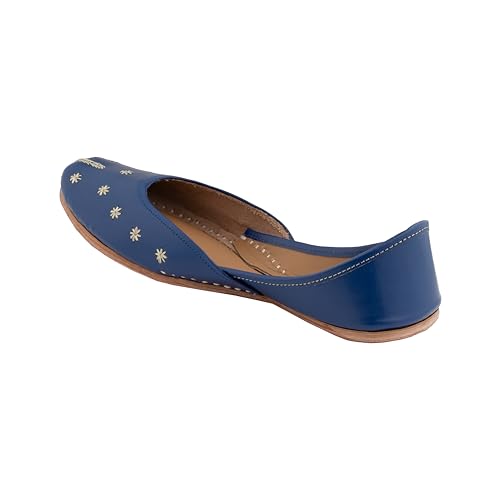 Image of KORAKARI Women's Traditional Ethnic Amber Punjabi Jutti, Leather Flat Comfortable Mojaris for Girls