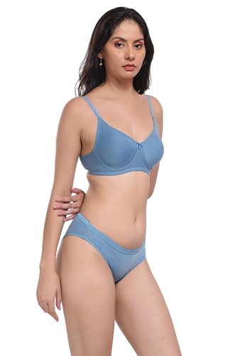Image of REALSIDE Women Cotton Bra Panty Set for Lingerie Set|Bra Panty Set | Panty Bra Set for Women Women Lingerie Set A Beautiful Combo Pack of 3-Black,Green,Pink