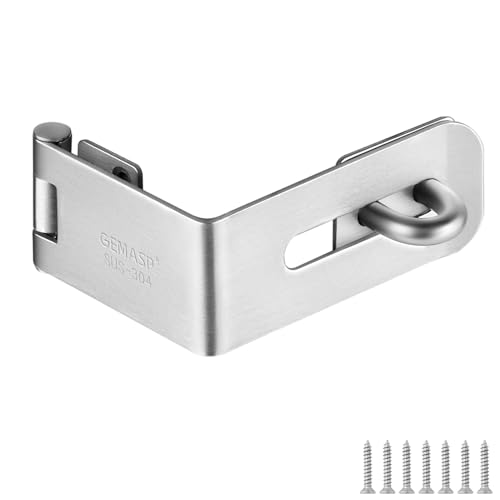GEMASP Hasp Latch, 90 Degree Solid 304 Stainless Steel File Cabinet Lock Desk GEMASP Drawer Lock, Safe Security Padlock Latch Hasp Lock for Personal Privacy (Large)