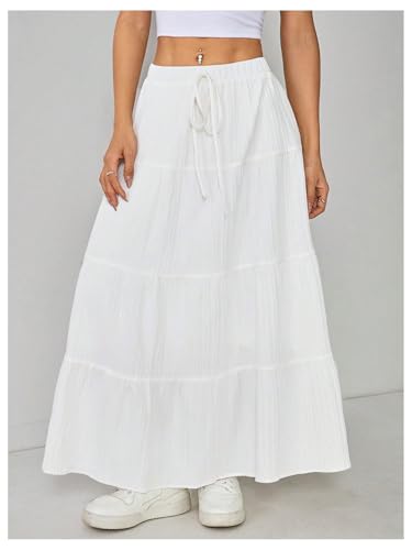 Milumia Women's Boho Ruffle Flowy Long Skirt Textured Tie Front A Line Maxi Skirts4