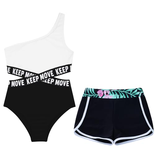 Moily Kids Girls Floral 2 Piece Tankini Swimsuit Set Crisscross Cutouts Waist Rashguard Swimwear with Shorts