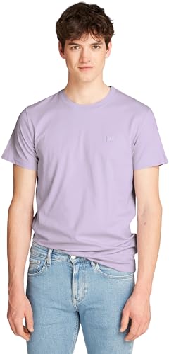 Calvin Klein Jeans T-Shirt Maniche Corte Uomo CK Embro Badge Scollo Rotondo, Viola (Pastel Lilac), XS