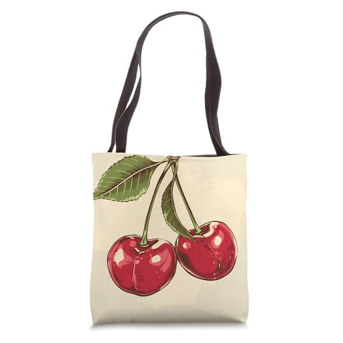 Retro Cherries Decor - Vintage Cherry Print Tote Bag