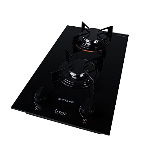 Cooktop 2 Bocas Preto Mesa de Vidro Atlas U Top Bivolt