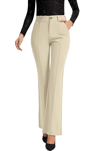 FUNYYZO Flare Work Pants for Women Stretchy Bootcut Leg Slacks for