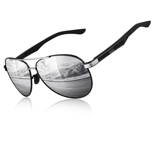 Image of CGID GA61 Premium Al-Mg Alloy Pilot Polarized Sunglasses UV400, Full Mirrored Spring Hinges Sun Glasses for Men Women Shades