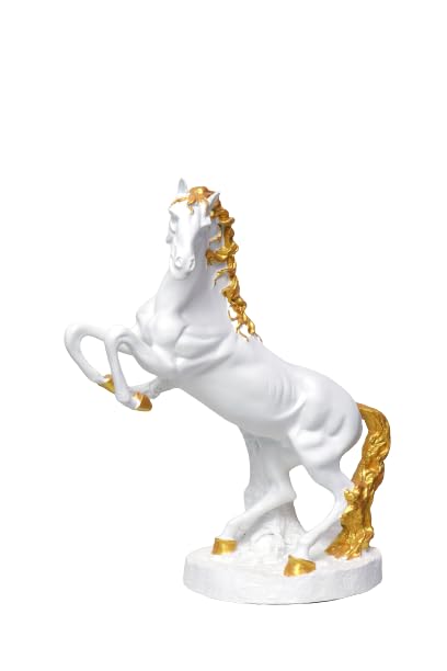 Kt India Mart White Marble Horse Showpiece for Home Decor Showpiece, Running Horse Statue European Style for Home Decor and Office Decor for Good Luck Gifts for Home Decorative Item (4322)