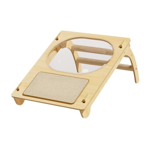 Baoblaze Wooden Cat Scratcher and Lounge Pet Spaceship Bed Anti-Scratch Cat Climbing Frame for Overlooking Playing Indoor Cats Kitten