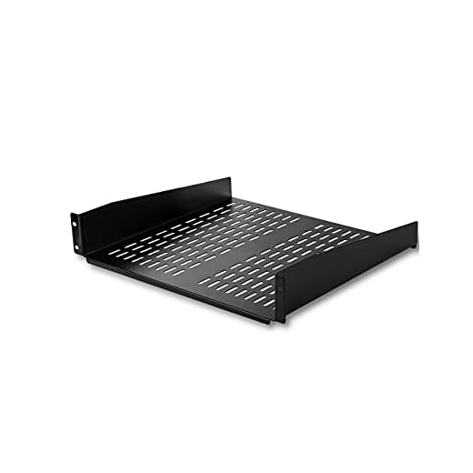 StarTech.com Hylla för Rackskåp – serverskåp hyllplan – 2 U 16 tum universal passiv ventilerad, avancerad rack-monterings-hylla – fast serverrack-skåpfack – 22 kg (CABSHELFV)