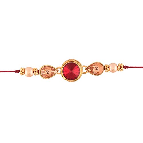 I Jewels Gold Plated Pearl And Stone Studded Rakhi For Boys/Men (R632)