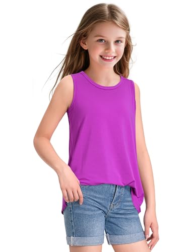 Image of KEREDA Girls Tank Tops Flowy Loose Fit Sleeveless Shirts Summer Tunic Tops