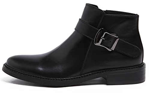 Santimon Mens Chelsea Boos Dress Casual Genuine Leather Zipper Ankle Boots Wedding Prom Tuxedo Business Buckle Monk Strap Chukka Boots2