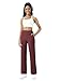 FireSwan Wide Leg Yoga Pants Women Stretch Dress Lounge Pants with Pockets High Waisted Loose Casual Trousers Wine