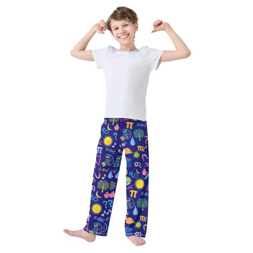 ZZXXB Physics Math Chemistry Boys Long Pants Soft Trousers Elastic Waist Kids Lounge Bottoms with Pockets S-XL2