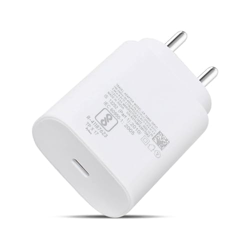 Image of ZYBUX 25W Fast Type C M34 5G / M33 /F34 5G Charger Adapter Compatible With Samsung 25 Watt Type-C Wall Travel Charger Super Fast Charging Adaptor Galaxy A34 5G|A54|F54|S23,White (Pack Of 1)