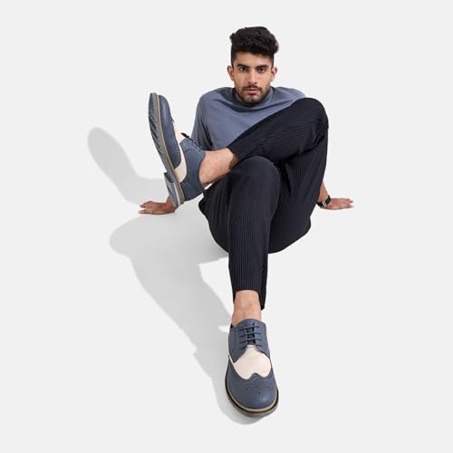 Image of Neeman's Jute Dress Oxfords for Men | Eco-Friendly Brogue Detailing with Cushioned Sole & Modern Heel | Classic Formal Shoes