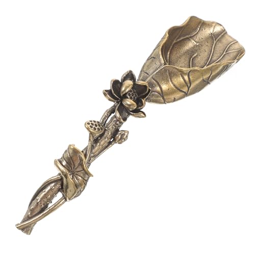 Ciieeo 1pc Mini Copper Tea Scoop Lotus Style Tea Spoon Elegant Design for Kitchen