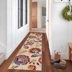 Alfombra floral para pasillo, alfombra de pasillo de 2 x 8 pulgadas, antideslizante, lavable, alfombra de pasillo suave de pelo bajo, alfombra disponible en Yaxa Peru