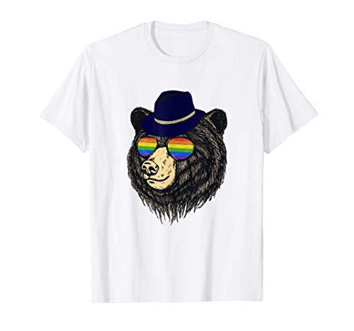 Bär mit Regenbogen Sonnenbrille - Cool Braunbär Flagge Liebe T-Shirt