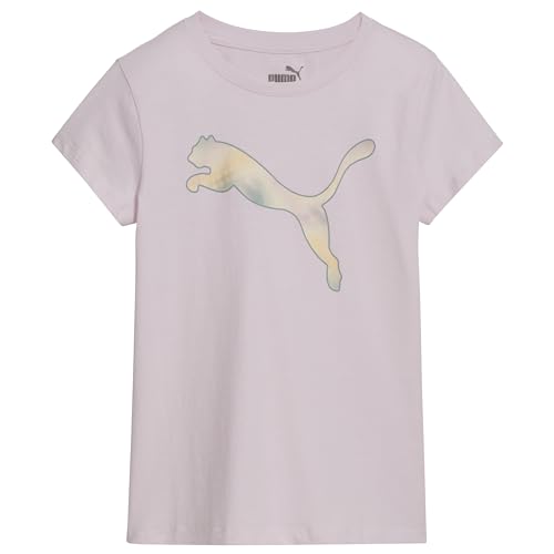 Image of Puma Girls Core Logo Short Sleeve T-Shirt, Crewneck, Soft and Lightweight