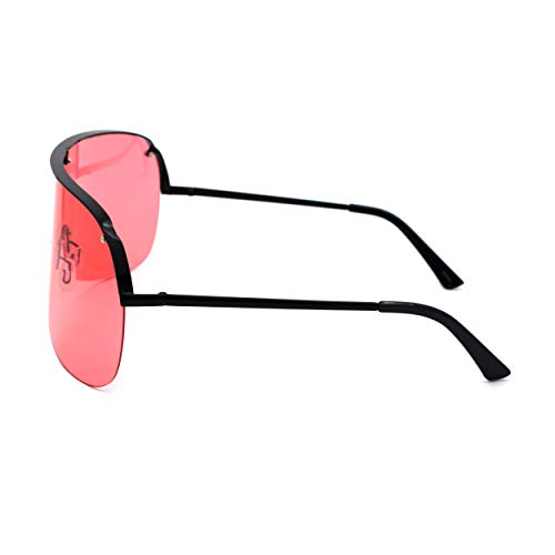 Image of Extra Oversize Flat Top Metal Half Rim Shield Mask Style Sunglasses
