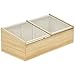 Outsunny Gewächshaus Holz Frühbeet Frühbeetkasten Treibhaus Garten & Pflanzkasten-System für Garten Balkon, 100 x 50 x 35 cm, Natur, Tanne, PC-Platte