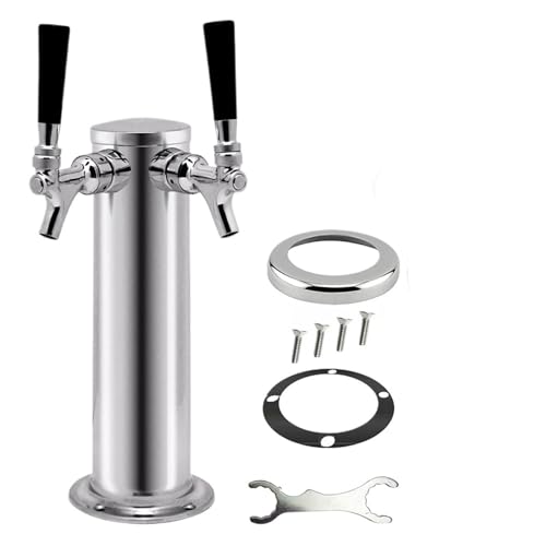 GHHZML Tirador De Cerveza para Casa Grifo Doble, Torre de Cerveza de Barril, Barra de Acero Inoxidable, Kegerator for Pub, Grifo Cromado Doble