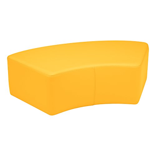 Image of Sprogs 12 inch H Structured S-Curve Stool -Flexible Modular Collaborative Soft Seating for Office, Home, Lounge and School Classrooms with Durable Frame & Set of 2 inch Casters Add-on -Yellow