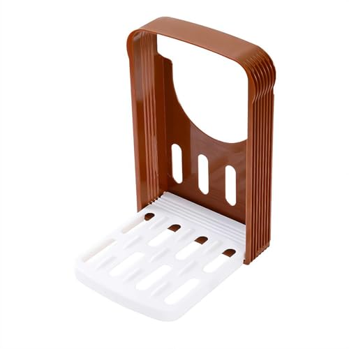 Trancheuse à pain pour pain fait maison, trancheuse à pain pliable, outil de guide de coupe de pain, planche pliable avec plateau ramasse-miettes – Idée pour gâteaux, pain au levain et bagels (marron)