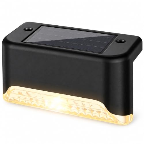 Image of Solar Step Light Outdoor LED Stair Lighting Black Pack of 4