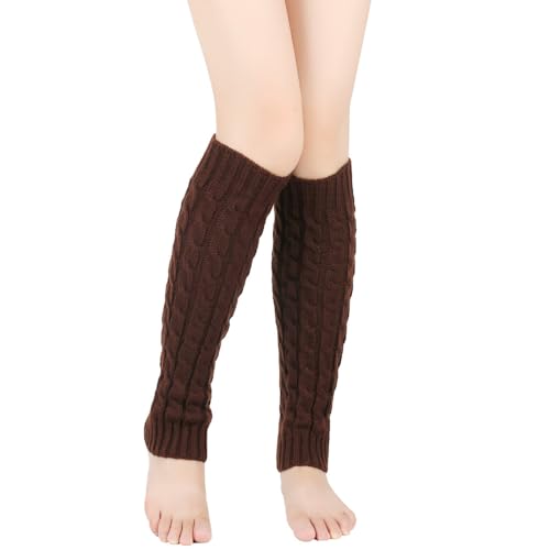 1Pair Long 43cm/16.9'' Knitted Winter Thermal Leg Warmers Stocking Long Sock Boot Cuffs Topper Legging Pads Clothing Accessories for Women (Coffee)3