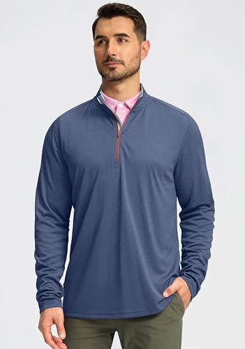 Obla Golf Quarter Zip Pullover for Men Mock Neck Sweatshirt Lightweight Sun Protection Men's Long Sleeve Golf Shirt2