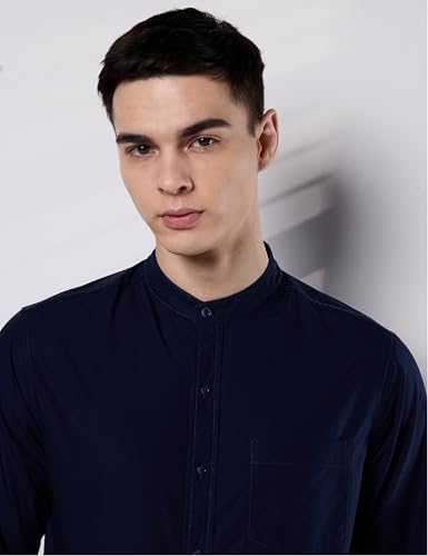 Image of Symbol Premium Men's Mandarin Collar Casual Cotton Poplin Shirt - Regular Fit |Full Sleeve | Pure Cotton (Available in Plus Sizes)