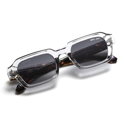 Image of grey jack TR90 Rectangle Polarized Sunglasses for Men Women,Stylish Full Rim Eyewear for UV Protection 21040