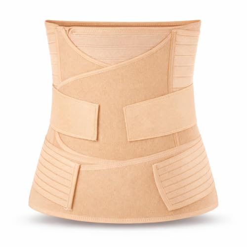 Image of 3-in-1 Postpartum Belt for Women - Post Pregnancy Belly Binder, Waist & Pelvic Support - C Section Recovery, Tummy Tightening, Back Pain Relief - Adjustable Fit - (Skin-XL)
