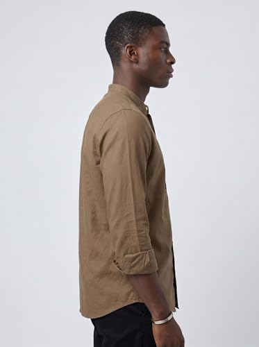 Image of Amazon Brand - INKAST Men's Cotton Blend Plain Solid Casual Shirt | Mandarin Collar | Full Sleeves | Regular Straight Fit | Office & Daily Casual Wear