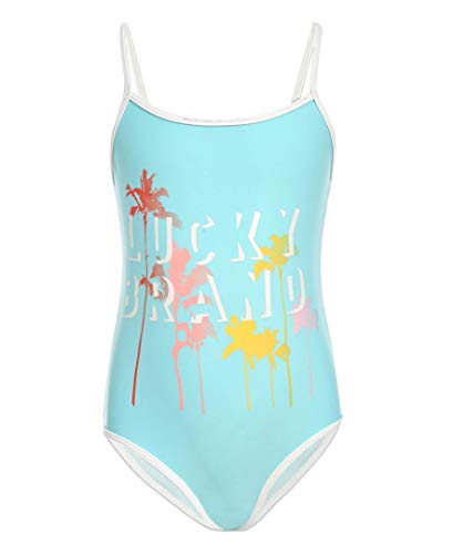 Lucky Brand Girls One-Piece Swimsuit, Brealle Blue Tint, XL (16)
