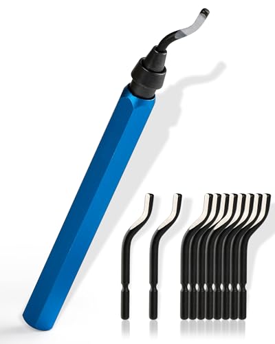 Acual Entgrater Werkzeug, Universal Entgratwerkzeug 360°drehbar, Mit 10 Hochwertigen Klingen,Handentgrater für Metall,Kunststoff & als 3D Druck Werkzeug - Deburring Tool -Entgrater 3d Druck/Aluminium