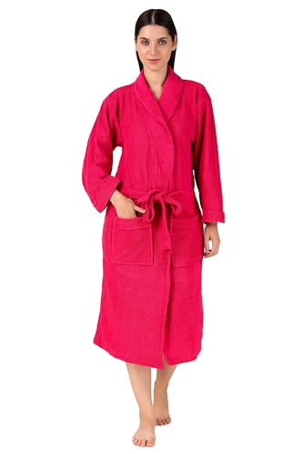 Image of Men's /Women Bath Robe Full Sleeve Cotton Bathrobe - Suitable for Birthday /Anniversary /Diwali /Couple /wedding Gift | 250 GSM |Dark Pink UNISEX 250GSM Men Dark Pink